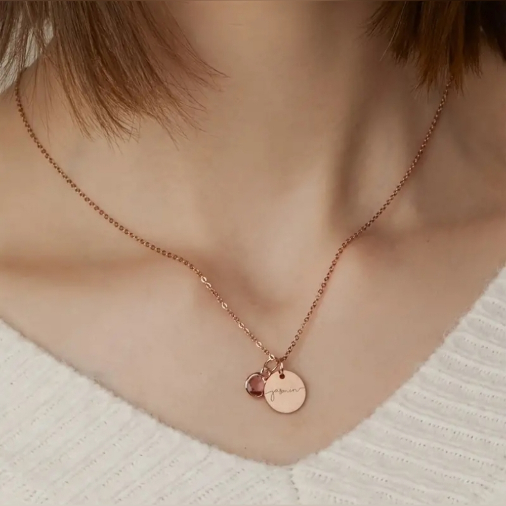 PERSONALIZED NAME & BIRTHSTONE ROSE GOLD SILVER STAINLESS STEEL limited quantity - Picture 8 of 10